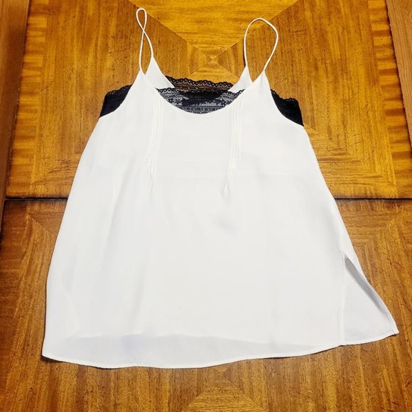 Zara Tops - Zara White with Black Lace Cami